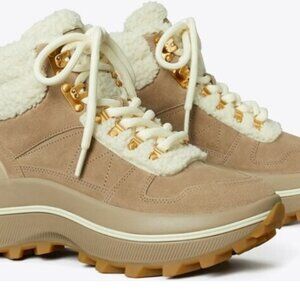 Brand new Tory Burch sz 10.5 Adventure Hiker Suede/Shearling Ankle Boots 150044